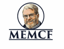 Illustrated logo featuring a bearded man with glasses inside a circle above the text "MEMCF" in bold capital letters.